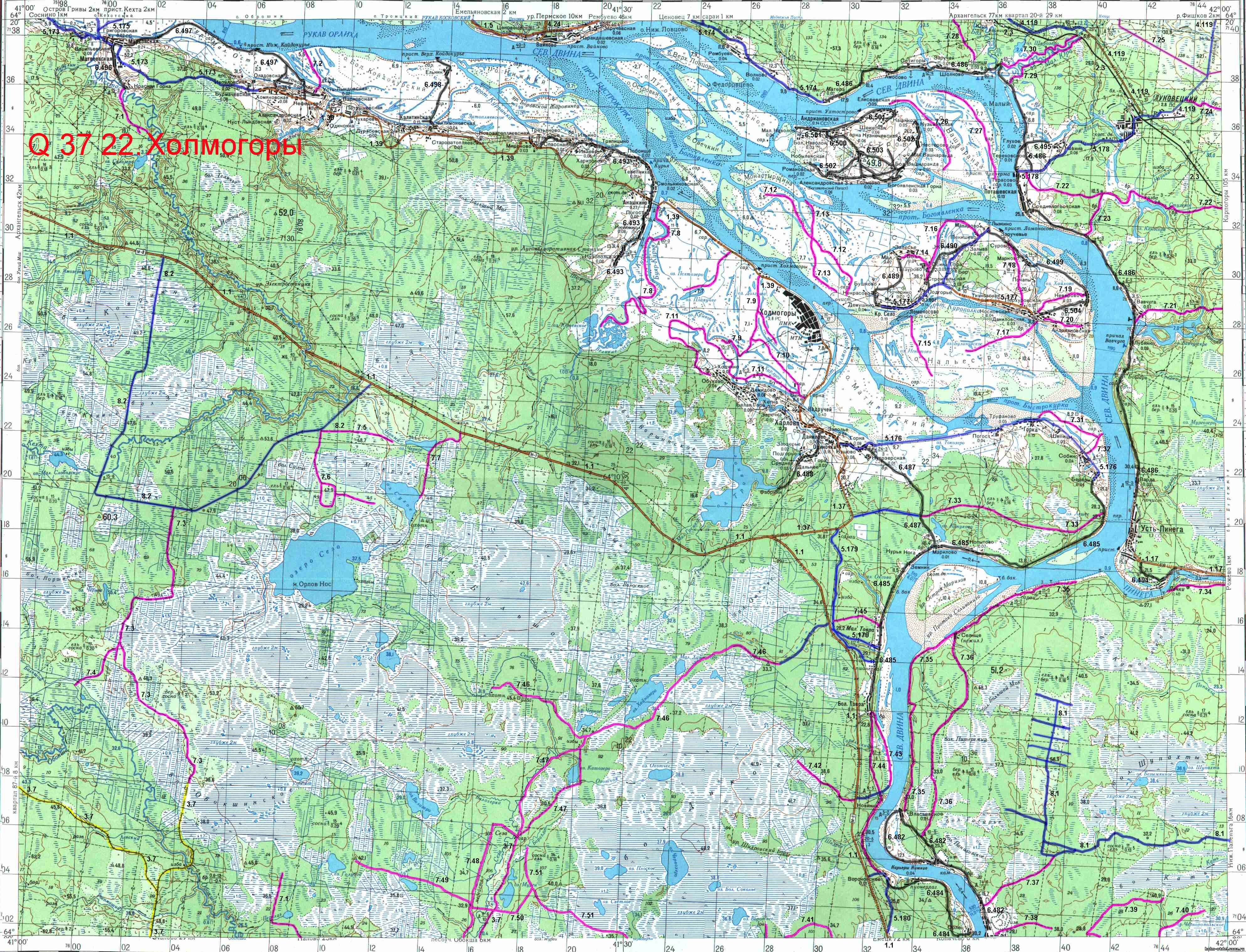 Карта реки пинега архангельская область