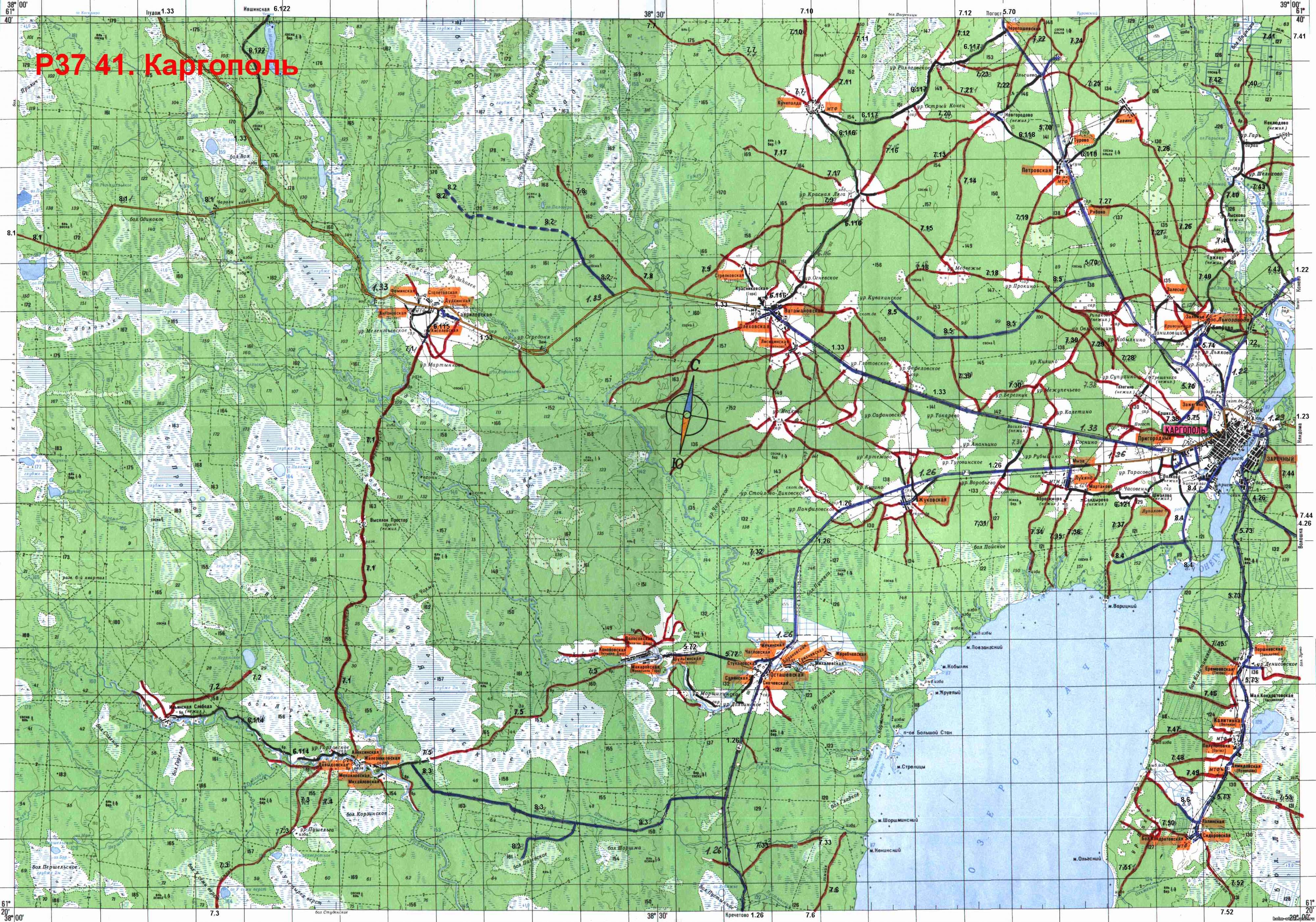 Карта километровка архангельской области