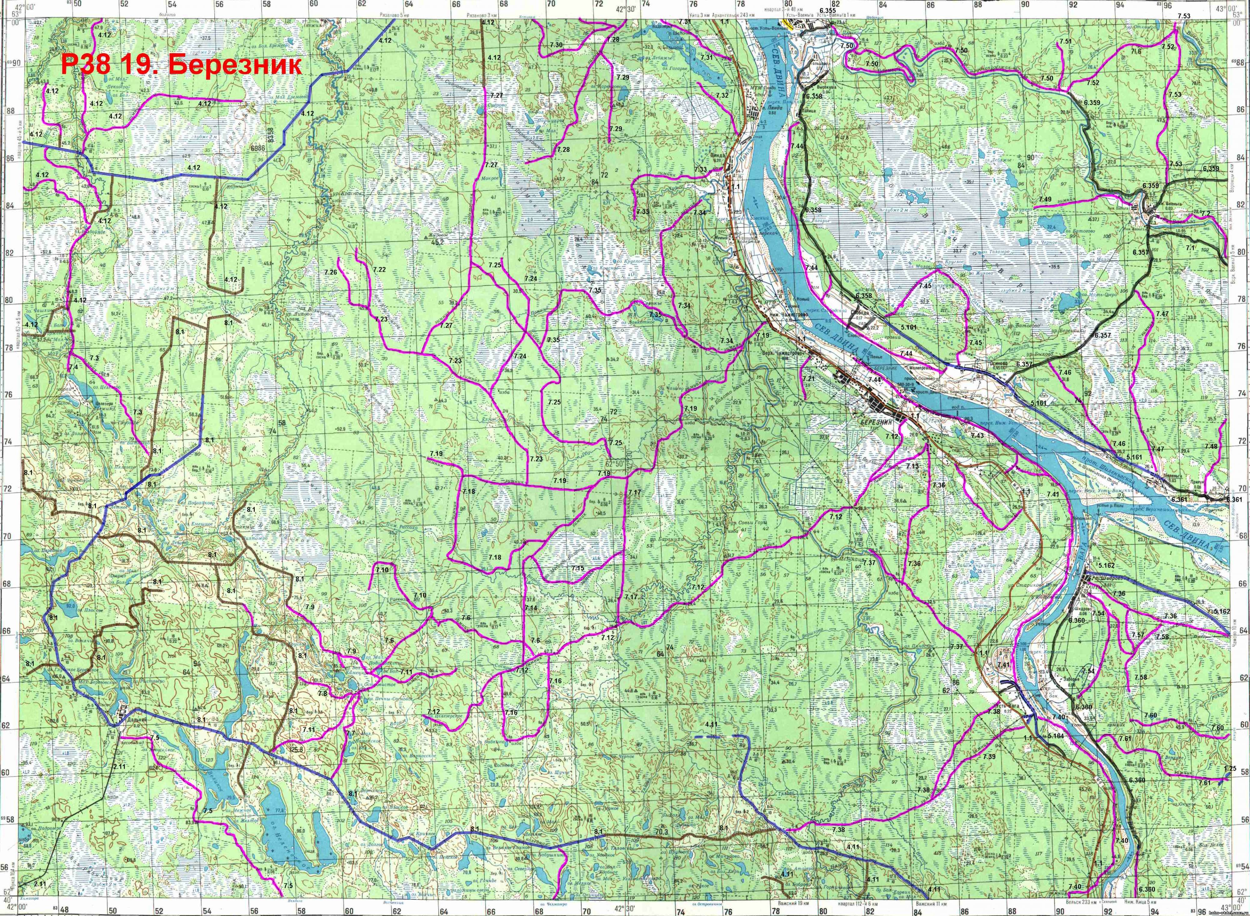 Топографическая карта архангельска